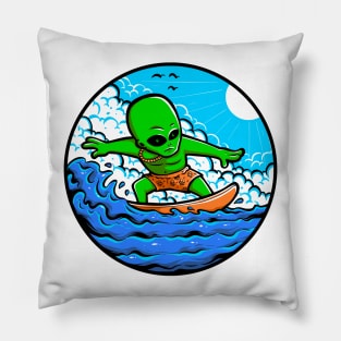 Alien Surfing Pillow