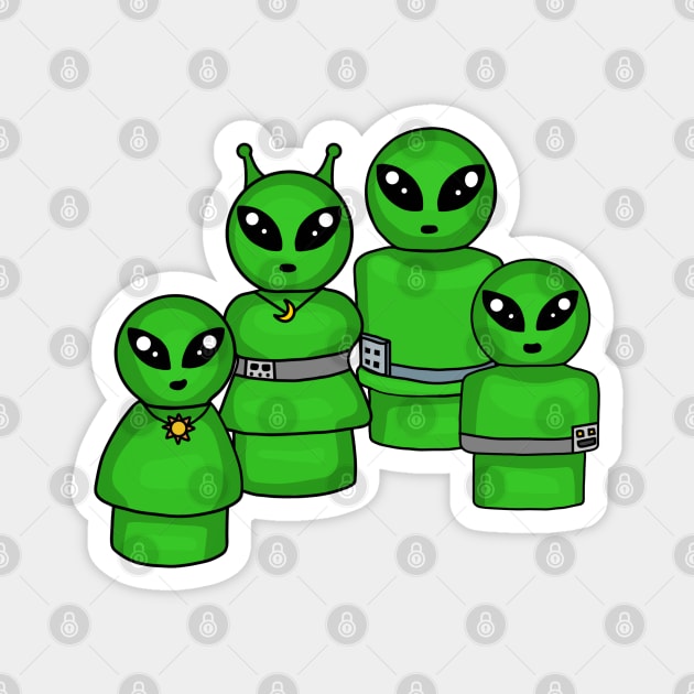 Little Alien Family Magnet by Slightly Unhinged