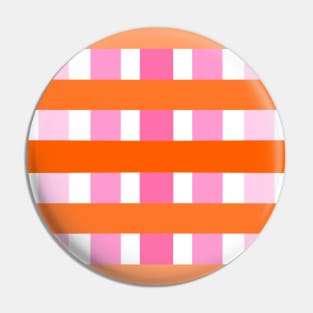 Pink and Orange, Plaid, Stripes, Grid Pin