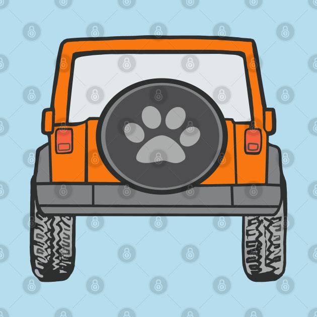 Orange Jeep with Paw Print Cover by Trent Tides