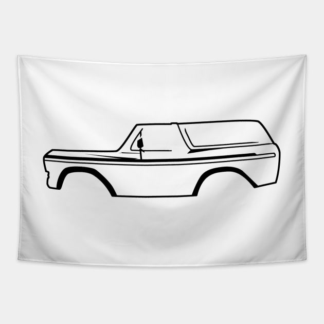 1978-1979 Ford Bronco Side Black No Logo Tapestry by The OBS Apparel