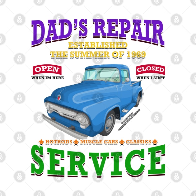 Dad's Repair Classic Car Garage Hot Rod Novelty Gift by Airbrush World