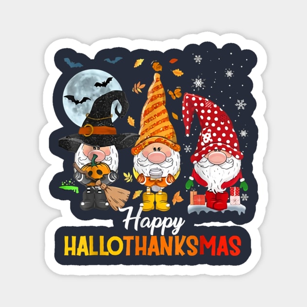 Happy Hallothanksmas Gnome Magnet by Distefano