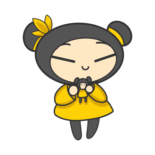 Yellow Pucca with a Doll by aishiiart