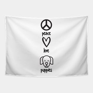 Peace, Love, Puppies Tapestry