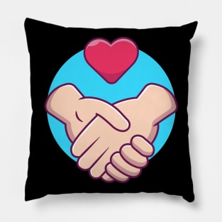 Holding hands with heart cartoon Pillow