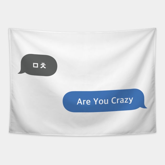 Korean Slang Chat Word ㅁㅊ Meanings - Are You Crazy? Tapestry by SIMKUNG