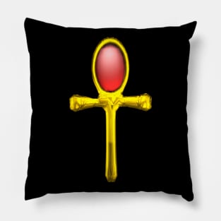 RED TALISMAN Gold Ankh Egyptian Eternal Life Symbol Pillow