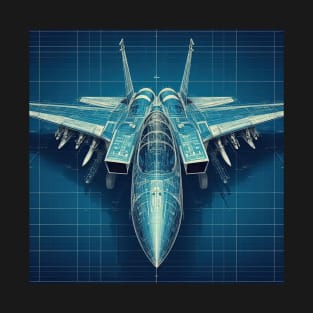 F14 Tomcat Fighter Jet Blueprint Engineering T-Shirt