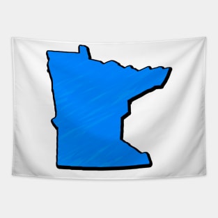 Bright Blue Minnesota Outline Tapestry