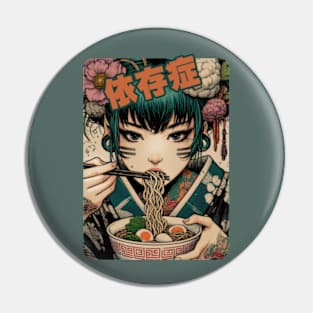 tshirt merch japanese girl eating ramen  anime tattoed Pin