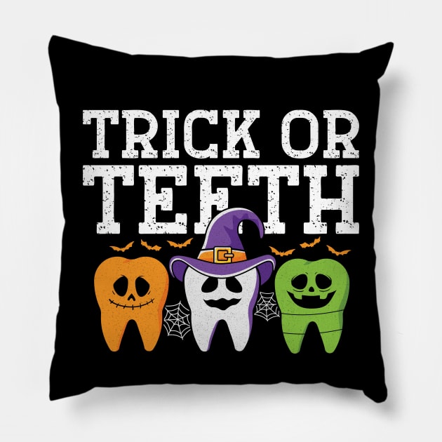 Trick Or Teeth Spooky Halloween Dental Hygienist Assistant Tech Funny Dental Office Group Pillow by Nisrine