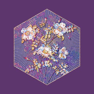 White Candolle's Rose Floral Rainbow Mosaic on Veri Peri T-Shirt