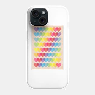 Retro Psychedelic Rainbow Hearts Phone Case