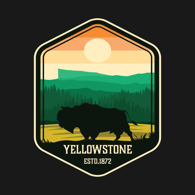 Bison on Yellowstone National Park Graphic Design T-shirt by Zooha131