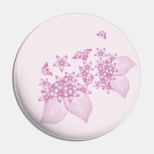 Elegant flowers and butterflies in pink Pin