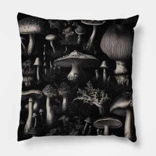 Vintage Mushroom Lithograph Victorian Pattern Pillow