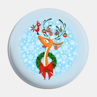 Retro Christmas Deer Pin