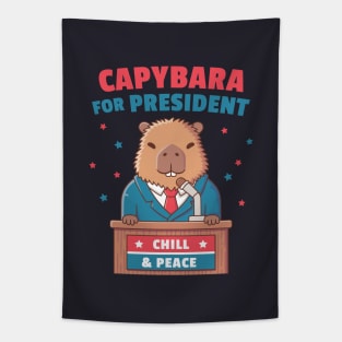 Funny Capybara For President Chill And Peace Tapestry