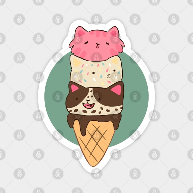 Cat ice cream cone Magnet by Yarafantasyart