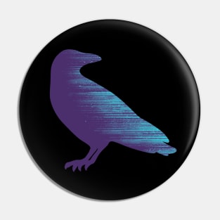 Vaporwave Crow Synthwave Style Radio Static Raven Pin