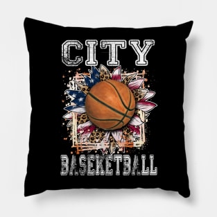 American Flag Personalized City Proud Name Basketball Pillow