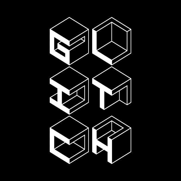 Glitch - Geometric Word Optical Illusion Design by PerttyShirty