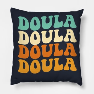 Funny Doula Gift Retro Doula Gift Groovy Doula Pillow