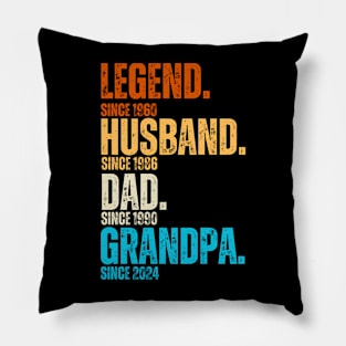 Legend Since 1960 Husband Since 1986 Dad Since 1990 Grandpa Since 2024 - Great Gift Ideas for Legendary Dads and Grandpas for Father's Day 2024 Pillow