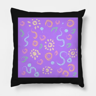 Cute baby pattern  flower and sun paint violet Pillow