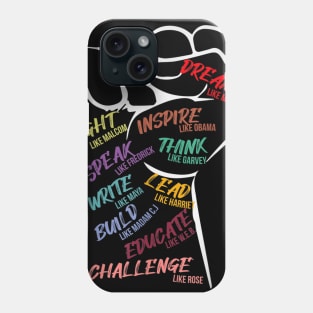 Black History Month Inspirational Leaders Power Fist Hand T shirt Phone Case