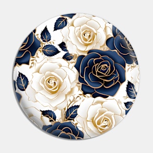 Navy Gold Floral Pattern Pin