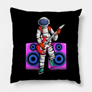 Space Astronaut Playing Electric Guitar in Space Pillow