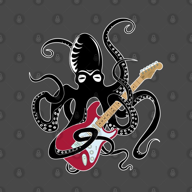 kraken octopus with strat electric guitar by Brash Ideas