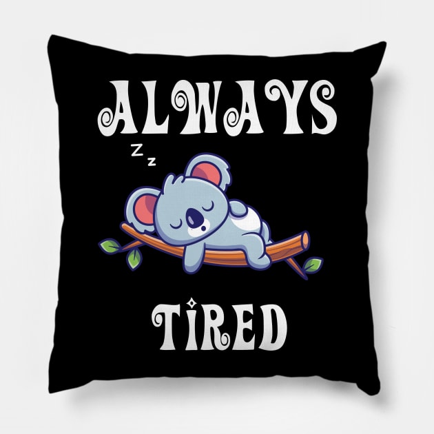 Always Tired Cute Koala sleeping Pillow by vpdesigns