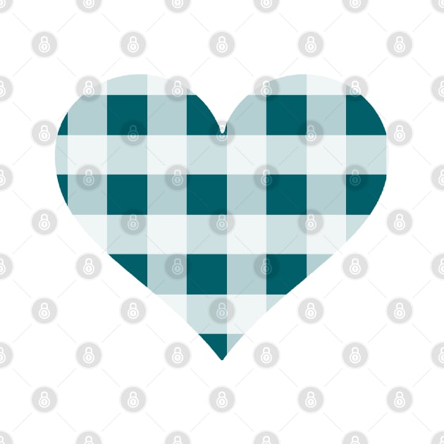 Peacock Blue and White Buffalo Plaid Heart by bumblefuzzies