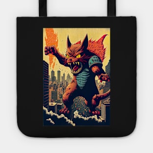 Giant Monster Cat attacking the city Tote