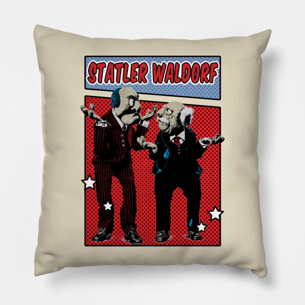 Statler & Waldorf Pop Art Comic Style Pillow by Flasher