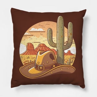 Arizona Desert with Cowboy Hat Pillow