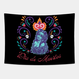 Decorated Female Dia de Muertos Tapestry