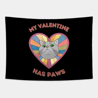 My Valentine has paws- a retro vintage design with a cute cat Tapestry