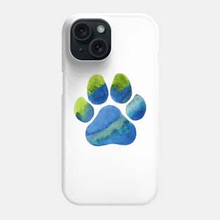 Blue Green Paw Print Phone Case