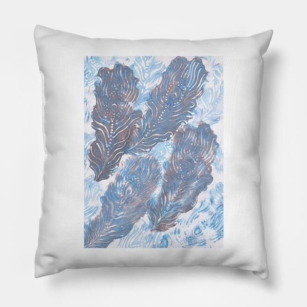 Peacock Feathers Pillow by MagsWilliamson