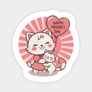 Happy Mother's Day To The Best Cat Mom Retro Pink Sun Cats Lover Magnet