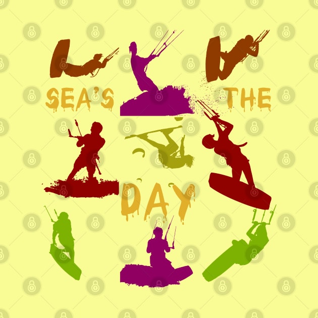 Kitesurfer Silhouette Pattern With Seas The Day Quote by taiche