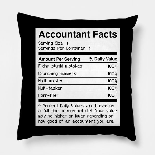 Accountant Facts | Funny Accounting Pillow by MeatMan
