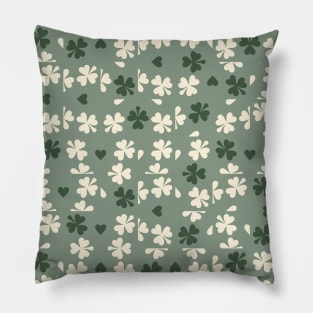 Sage Green Clover Checkers Pillow