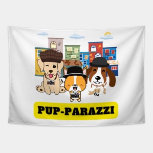 Pup-parazzi street - golden retriever corgi and beagle Tapestry