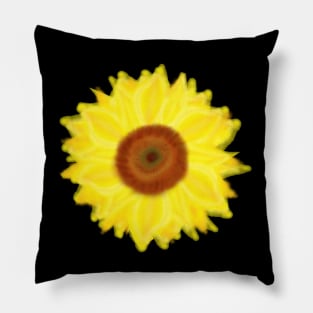 Sunny Sunflower (Black Background) Pillow