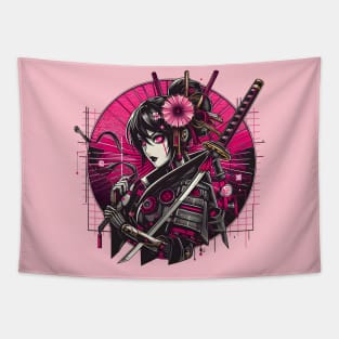 Cyberpunk Japanese Geisha Girl Tapestry